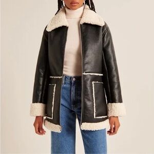 Abercrombie & Fitch Leather Sherpa Coat